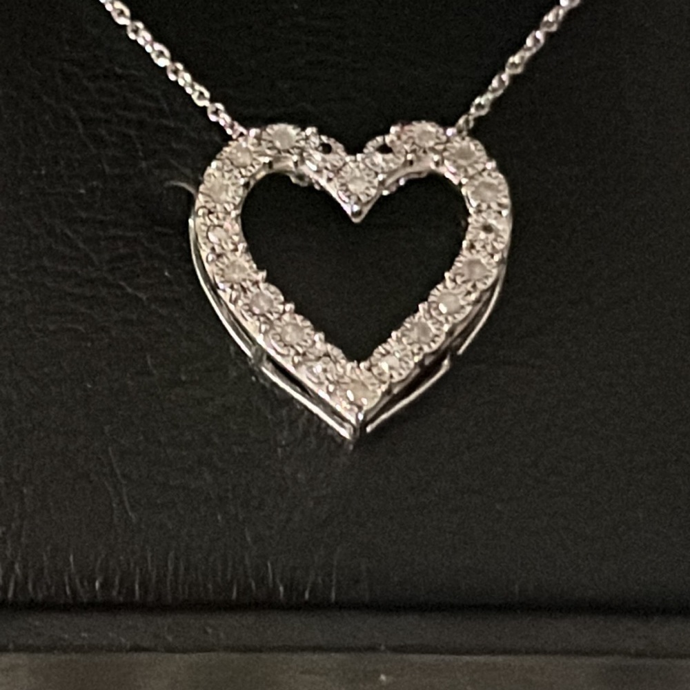 Diamond heart set in Sterling silver New in box